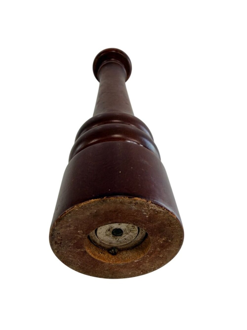 Vintage MCM M F Florenace Wood Pepper Mill Grinder Brass Top 15" - Picture 3 of 7